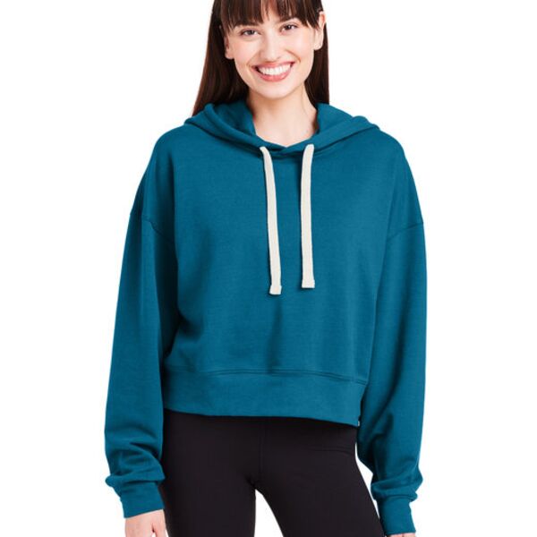 Ladies' Vintage Oversized Cropped Hooded Sweatshirt Thumbnail
