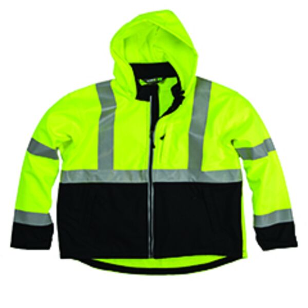Men's Hi-Vis Class 3 Hooded Softshell Jacket Thumbnail