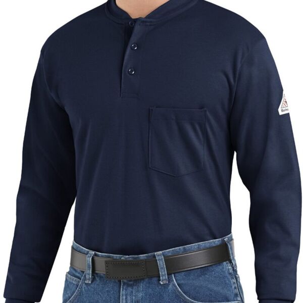 Bulwark Men's Tall Long Sleeve Tagless Henley Shirt SEL2T Men's Tall Long Sleeve Tagless Henley Shirt Thumbnail