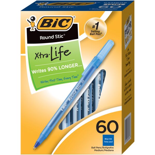 Bic  Ballpoint Pens,Stick,Med Point,Value Pk,60/BX,Frost/BE Ink Thumbnail
