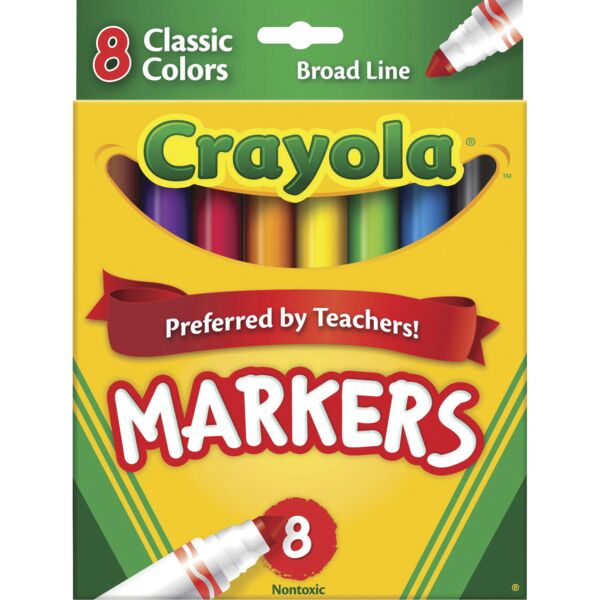 Crayola  Classic Markers, Broad Tip, Water-Based, 8/ST, Assorted Thumbnail