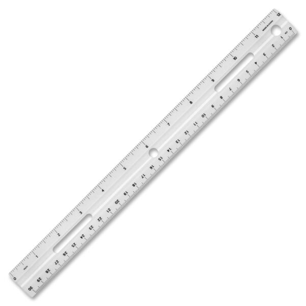 Business Source  Plastic Ruler, Beveled Edges, 12"L, White Thumbnail